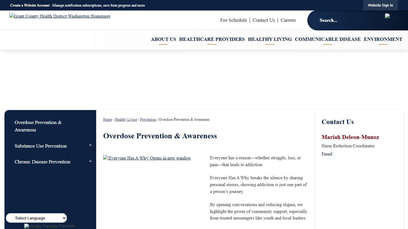 Overdose Prevention & Awareness Grant County Health District, WA