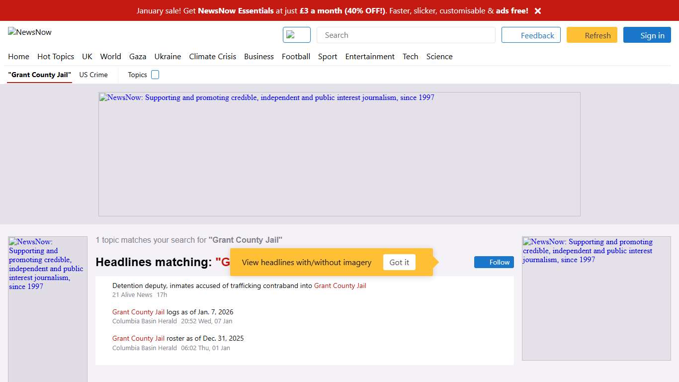 NewsNow: "Grant County Jail" news Every Source, Every Five Minutes, 24/7 news